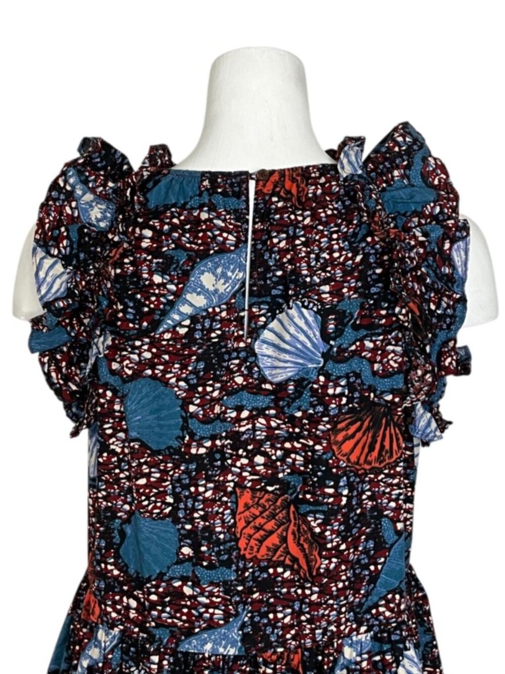 Ulla Johnson Tamsin Dress 6 Azul Cotton Ruffles Red White Blue Seashell Design - Picture 11 of 16